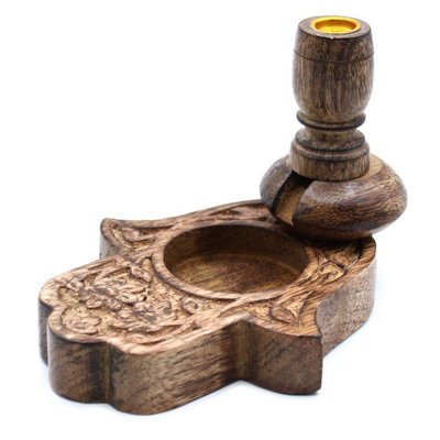 Sm Mango Wood Hamsa Backflow Incense Burner For Meditation & Decor from B&Q
