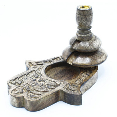 Med Mango Wood Hamsa Backflow BurnerCascading Smoke & Decor from B&Q