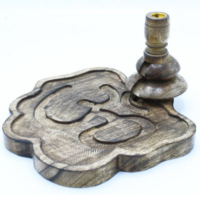 Large Mango Wood Backflow Burner With Ohm Design For Serenity from B&Q