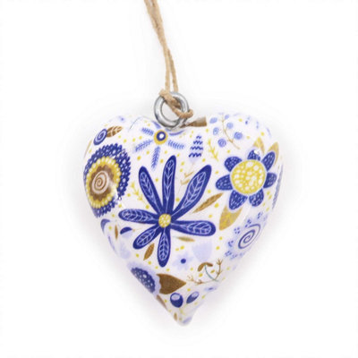 Blue Floral Wooden Heart DecorLarge Wall & Mantel Accent from B&Q