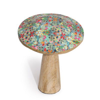 Mediterranean Wooden Mushroom DecorLarge Patterned Accent Piece from B&Q