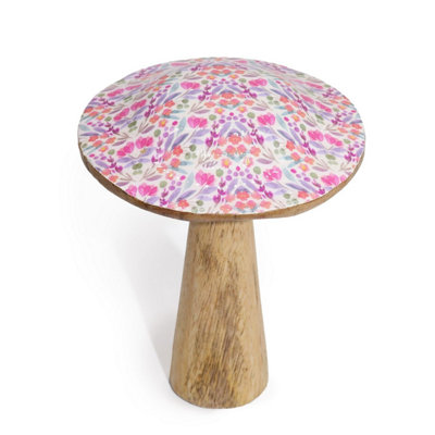 Med Wooden Mushroom DecorFloral PatternElegant Home Accent from B&Q