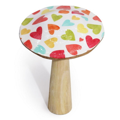 Large Wooden Mushroom With Pastel HeartsPlayful Home Decor from B&Q