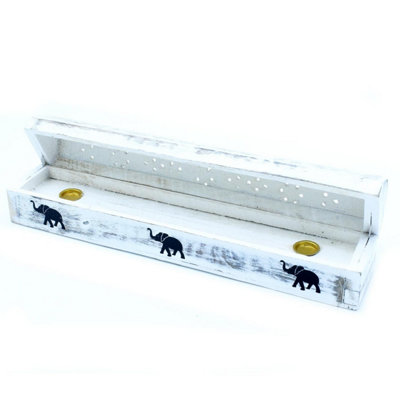 White Washed Incense HolderSmoke Box Design For Elegant Smoke Diffusion from B&Q