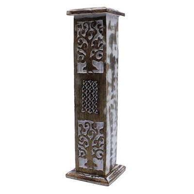  - White Washed Incense HolderSmoke Tower Decorative & Calming Display