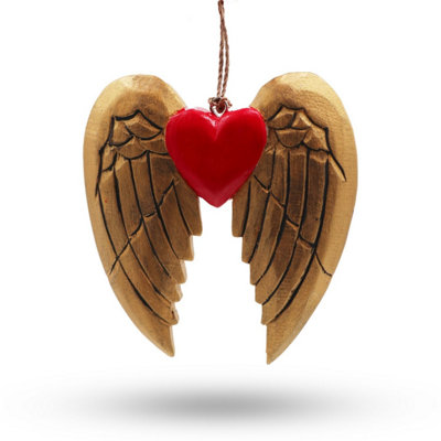 Gold Xmas Angel Wing & Heart Hand-Painted Christmas Decor SetHoliday Gift from B&Q