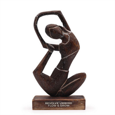 Wooden Yoga Lady DecorAntique FinishRevolved PoseMindful Art from B&Q