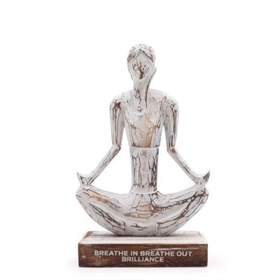 Wooden Yoga Lady DecorWhitewashEasy PoseMindfulness Gift from B&Q