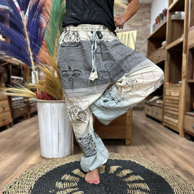 B&Q Himalayan Print Yoga & Festival Pants - Unisex, 100% Cotton