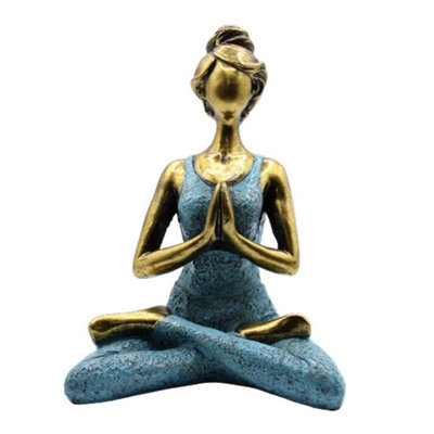 Elegant Bronze & Turquoise Yoga Lady Figurine24Cm Decor from B&Q
