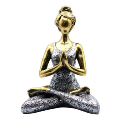 Elegant Bronze & Silver Yoga Lady Figurine24Cm Decor Accent from B&Q
