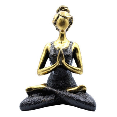 Elegant Bronze & Black Yoga Lady Figurine24Cm Standing Decor from B&Q