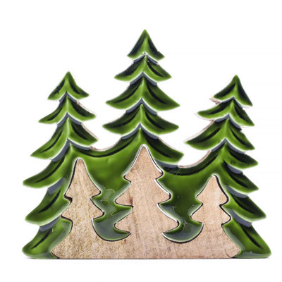 Lost In The Forest 3D Wooden Tree DecorHandcrafted Mango Wood20X23Cm from B&Q
