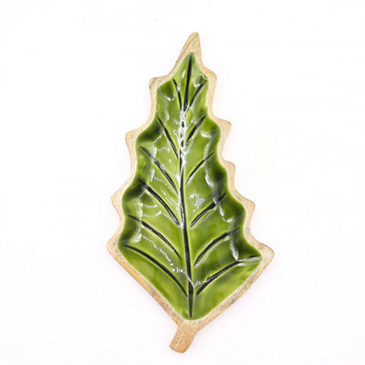 Lost In The Forest Enamel Leaf Wooden Bowl33X17CmEco-Friendly from B&Q