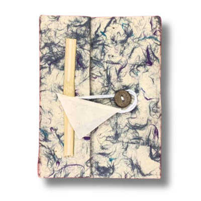 Large Handmade Lokta Blue Cotton Notebook 21X15Cm With Bookmark from B&Q