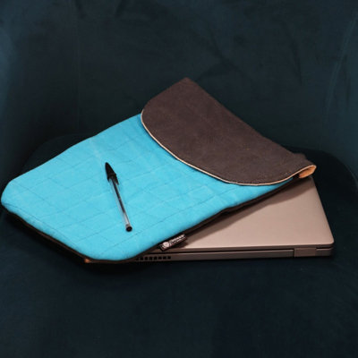B&Q Crazy Yellow 13-Inch Laptop Pouch - Handmade Stonewashed Cotton, Padded & Secure