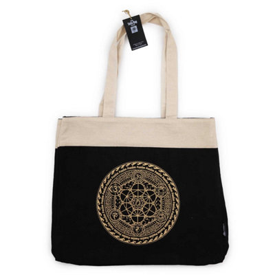 - Oversized Chocolate Stonewash Cotton Tote With Chakra Mandala Design