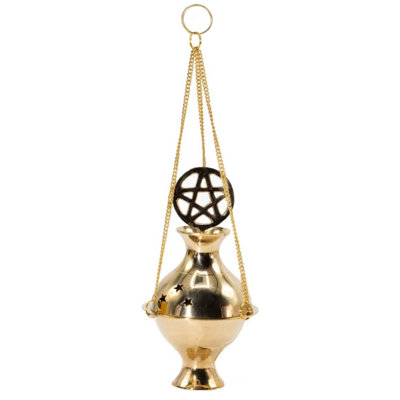Pentagram Hanging Brass Incense BurnerHandmade Ritual & Meditation Decor from B&Q