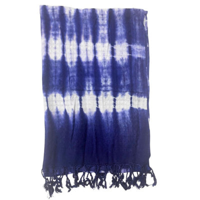  - Boho Java Art Indigo Stripes Scarf62X200Cm Linen Rayon Wrap