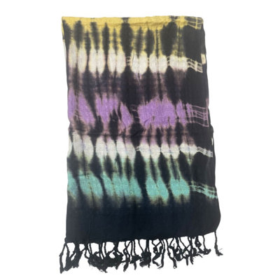  - Boho Java Art Striped ScarfLightweight Linen-Rayón Wrap 62X200Cm