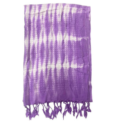  - Boho Java Art ScarfLavender Stripes & Floral Motifs62X200Cm