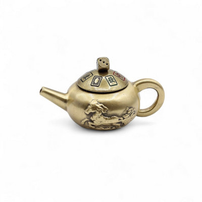 Feng Shui Fortune Lucky Teapot With Dice SpinBrass Horse Symbol from B&Q