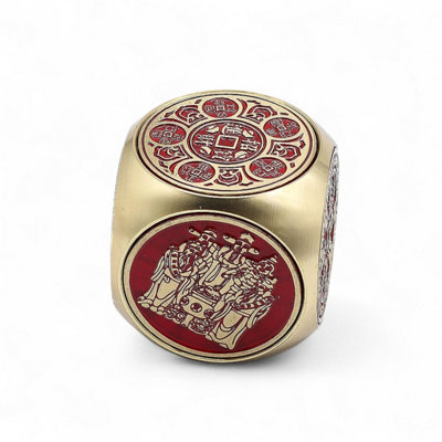 Feng Shui Prosperity CubeRed & Brass Flat Fortune Symbol For Success & Luck from B&Q