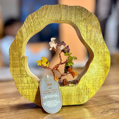 Seven Chakra Gemstone Tree Garden On Mango Wood Ring from B&Q