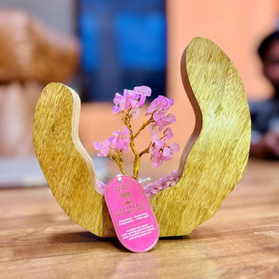 Rose Quartz Gemstone Tree Garden In Mango Wood RingHandcrafted & Elegant from B&Q