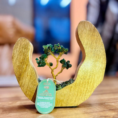 Green Aventurine Gemstone Tree Garden In Mango Wood Ring from B&Q