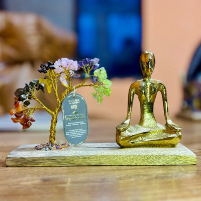  - Gemstone Yoga Garden With Chakra Tree & Meditation FigureHandcrafted Decor