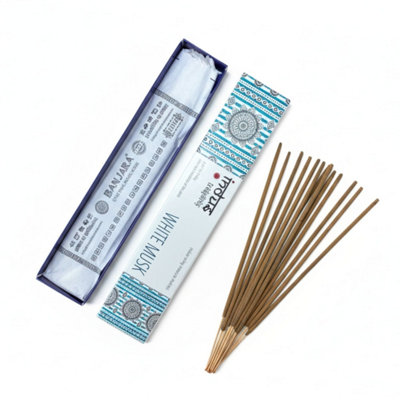 Indus Treasures White Musk Incense Sticks15GHandcraftedRelaxing Fragrance from B&Q