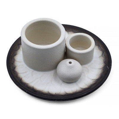 White & Grey Mandala Palo Santo & Smudge HolderCeramic Ritual Decor