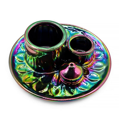 Metallic Rainbow Palo Santo & Smudge HolderMandala Ceramic Ritual Decor from B&Q