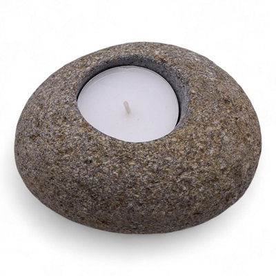 Natural Riverstone Candle HolderSingle Nightlight For Cozy Ambiance from B&Q