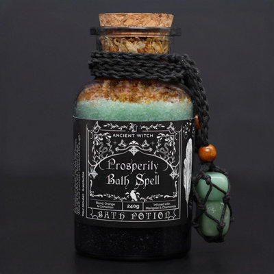 Ancient Witch Bath Spell Potion With Aventurine Crystal Amulet For Prosperity from B&Q