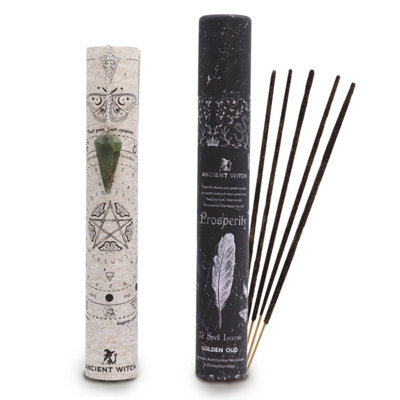 Ancient Witch Spell Incense For Prosperity & Abundance With Aventurine Pendulum from B&Q