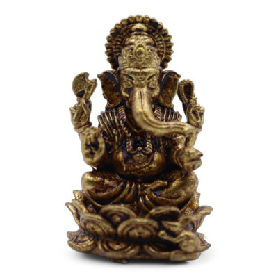 Brass Ganesha Miniature Statue30mmHandcrafted Spiritual Decor from B&Q