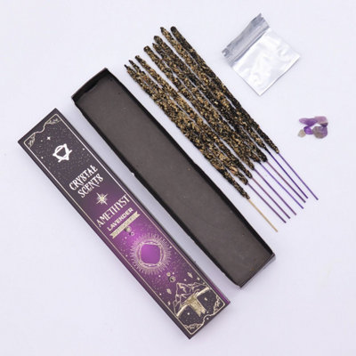 Amethyst Crystal & Lavender Smudge Incense SticksRelaxing Aromatherapy Gift from B&Q