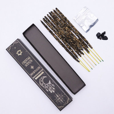 Tourmaline Crystal Sandalwood Smudge Incense SticksCalming Aromatherapy from B&Q