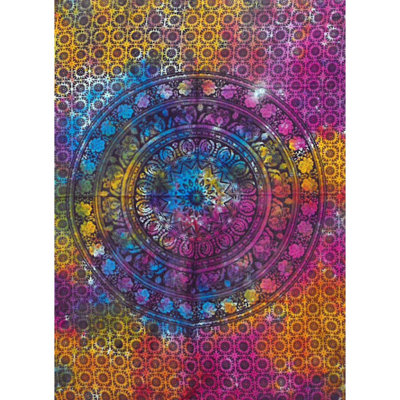 Cotton Mandala Elephant Wall ArtVibrant Indian Wall Hanging (78X112Cm) from B&Q