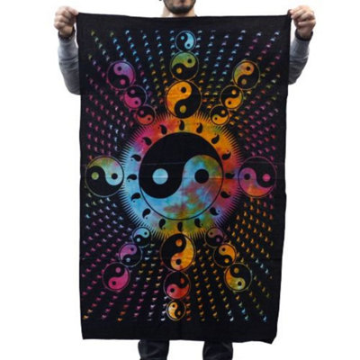Vibrant Cotton Yin Yang Wall ArtHandmade Indian Decor (78X112Cm) from B&Q