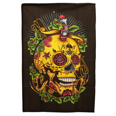 Colorful Dead Of The Dead Skull Wall Art70X110Cm Cotton Decor from B&Q