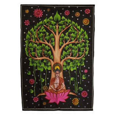Buddha & Bodhi Tree Cotton Wall Art 70X110CmSpiritual Decor from B&Q