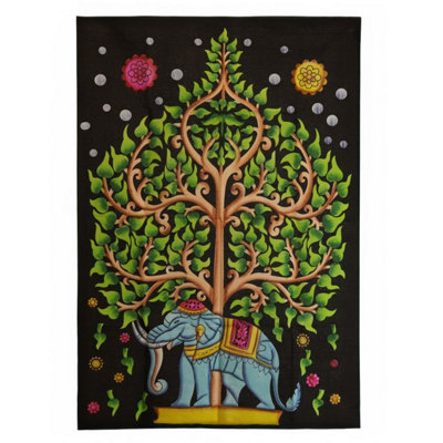 Cotton Wall Art 70X110CmElephant & Tree Of Life Decor from B&Q