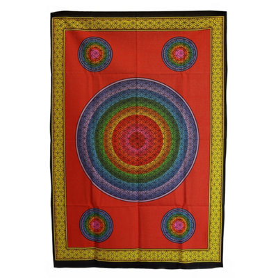 Colorful Flower Of Life Cotton Wall Art70X110Cm For Meditation & Decor from B&Q