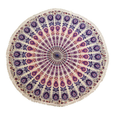 Peacock Purples Mandala Roundie130Cm Cotton Wall & Decor Art from B&Q