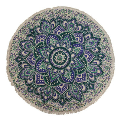 Small Mandala Roundie Cotton Wall DecorTeal & Blue130Cm from B&Q
