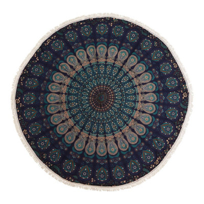 Peacock Blue Mandala Roundie Cotton Wall Decor 130Cm from B&Q