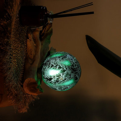Emerald Driftglow Lamp With Crackle Shade & Driftwood Base from B&Q